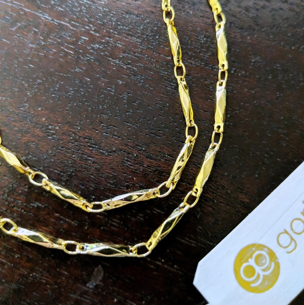 NWT Gorjana Long Gold Faceted Layering Chain - Picture 2 of 4